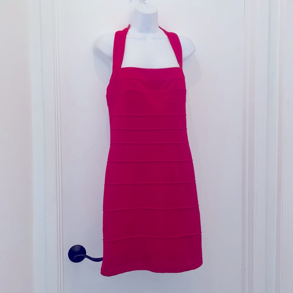 Vintage Moda international Victoria secret dress M Red Bodycon 90 square neck